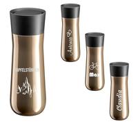 WMF Impuls Gobelet isotherme, avec gravure personnalisée, 350 ml, ouverture à 360°, pour le café, à emporter, argenté/doré (Earth)