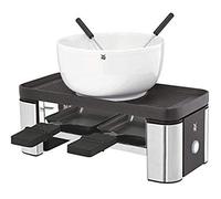 WMF KITCHENminis Appareil à Raclette pour 2 Personnes, Multifonction, Plaque Grill/Plancha Réversible, Accessoire Pot Céramique Fondue Chocolat, Design Inox 0415100011