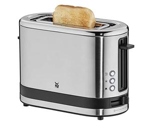 WMF KITCHENminis Grille-Pain, 1 Fente, 600W, Design Extra Compact, 7 niveaux de Brunissage, Réchauffe Viennoiserie, Inox Cromargan Haute Qualité 0414100011