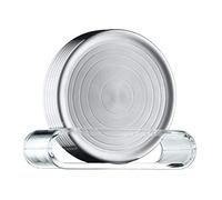 WMF Loft Bar ensemble d'assiettes en verre 6 pièces, sous-verres en verre avec présentateur, sous-verres verres 9,5 cm, acier inoxydable Cromargan mat