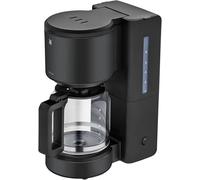 WMF Machine à café filtre Stelio Aroma avec verseuse en verre, café filtre, 10 tasses, machine à café en acier inoxydable, anti-goutte, plaque chauffante, arrêt automatique, 1000 W, noir mat