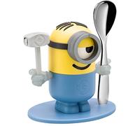 WMF Minions Coquetier en plastique et acier inoxydable Cromargan poli avec cuillère Passe au lave-vaisselle Jaune/bleu