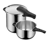 WMF Perfect One Pot set d'autocuiseurs induction 2 pièces, autocuiseur 8,5 l + 4,5 l sans insert, grand signal de cuisson, 2 niveaux de cuisson, poignée de couvercle amovible