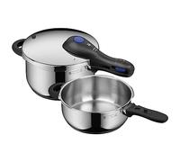 WMF Perfect Plus One Pot set d'autocuiseurs à induction 2 pièces, autocuiseur 4,5 l + 3 l, grand signal de cuisson, 2 niveaux de cuisson, poignée de couvercle amovible