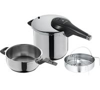 WMF Perfect Premium Autocuiseur Set Induction 3-pièces, Casserole à vapeur 6,5l + 3l avec set d'insertion, Cromargan acier inoxydable, 2 niveaux de cuisson, bouton rotatif