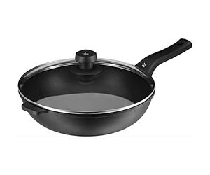 WMF Permadur Poêle wok de qualité supérieure - 30 cm - Pour induction - Couvercle en verre avec ouverture vapeur - Revêtement aluminium - Batterie de cuisine asiatique - Convient à tous les types de