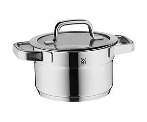 WMF Petit faitout compact 16,5 cm, couvercle en verre, marmite induction, 2 l, acier inoxydable Cromargan poli, graduation intérieure, empilable, non revêtue