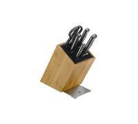WMF Spitzenklasse Plus - Jeu de 6 pièces, 4 couteaux avec lame en acier trempé entièrement forgé et ciseaux multifonctions avec support FlexTec en bambou