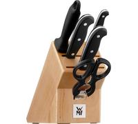WMF Spitzenklasse Plus Asia Bloc à couteaux avec set de couteaux 6 pièces Germany, 3 couteaux forgés, ciseaux, fusil, bois de hêtre, Performance Cut