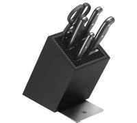 WMF Top Class Plus Advantage Bloc à couteaux avec set de couteaux 6 pièces, fabriqué en Allemagne, 4 couteaux forgés, bois de hêtre, ciseaux de cuisine, bloc à couteaux Flextec, noir