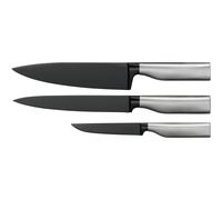WMF Ultimate Black Lot de 3 couteaux de cuisine, fabriqués en Allemagne, coupe diamant, protection sûre des doigts, poignée ergonomique
