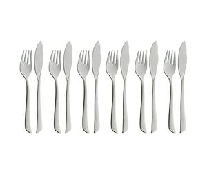 WMF Virginia couverts à poisson 12 pièces, service à poisson pour 6 personnes, fourchette à poisson, couteau à poisson, Cromargan protéger partiellement en acier inoxydable mat, résistant aux rayures