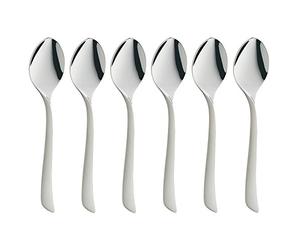 WMF Virginia ensemble de cuillères à expresso 6 pièces, 10,8 cm, cuillère à expresso Cromargan protéger en acier inoxydable partiellement mat, petites cuillères résistantes aux rayures, lavables au l