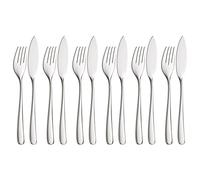 WMF Vision couverts à poisson 12 pièces, service à poisson pour 6 personnes, fourchette à poisson, couteau à poisson, Cromargan protector mat, résistant aux rayures, passe au lave-vaisselle