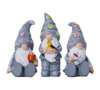 WMFASBAG 3pcs Ornement de GNOME extérieur Mignon Gnomes de Papillon à Oiseaux de Champignon Mignons (Gris)
