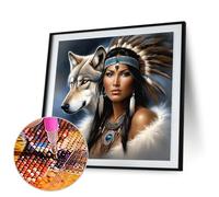 WMFASBAG 5D bricolage complet forage rond diamant peinture femme indienne Kit décor à la maison Art40x40 cm