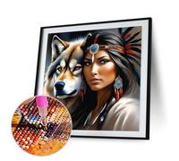 WMFASBAG 5D bricolage complet forage rond diamant peinture femme indienne Kit décor à la maison Art40x40 cm