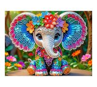 WMFASBAG 5d DIY Partial Special Shaped Dring Kit Elephant Decor 40x30cm