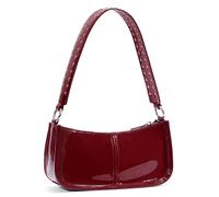 WMFASBAG Femmes Sac à épaule vintage Patent Leather Underarm Sac Rivet Date à main (rouge)