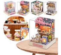 WMFASBAG Maison de poupée Miniature en Bois avec Meubles (Sakura Noodle Shop)