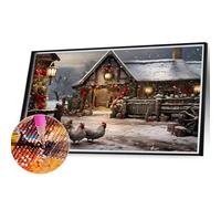 WMFASBAG Peinture diamant thème maison de neige, perceuse ronde complète 5D à faire soi-même, Kit de décoration d'intérieur, Art 40x30cm