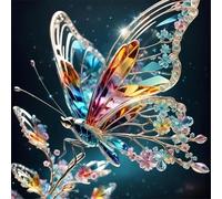 WMFASBAG Peinture diamant thème papillon, perceuse ronde complète 5D à faire soi-même, décoration d'intérieur, artisanat d'art, 30x30cm