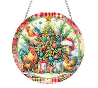 WMFASBAG Pendentif mural DIY en acrylique 2D diamant, décoration arbre de Noël poulet