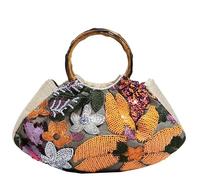 WMFASBAG Sac de soirée brodé à floral Femmes à paillettes à manche supérieure Planches d'embrayage (jaune)