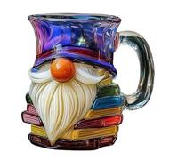 WMFASBAG Tasse de livre de gnome peint avec cuillère 3D livres empiler la tasse de café à thé drôle de tasse de thé en résine