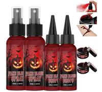 WMGDLP Kit de Maquillage d'effets spéciaux d'halloween - Ensemble de 3 pièces de Faux Sang avec Spray, kit de Maquillage SFX réaliste Lavable pour la scène de Cosplay Zombie Vampire Wound (2PCS)