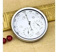 WMGoods Thermomètre baromètre 3 en 1 à suspendre au mur - Baromètre en métal argenté pour la maison - Manomètre barométrique de 132 mm - Pour la maison, l'intérieur et l'extérieur