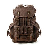 WMING Mens Cire Toile Sac à Dos en Cuir Sac à Dos pour Les Hommes en Cire Sacs à Dos en Cuir Voyage Vintage Bookbag avec Compartiment pour Ordinateur Portable Rustic Large imperméable,Marron