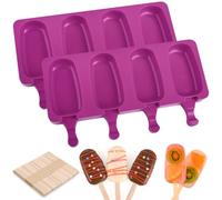 WMKGG Lot de 2 moules à glace en silicone avec 50 bâtonnets en bois pour cake pop, glace et gâteaux (taille standard/rose rouge)
