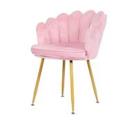 WMLBK Chaises de salle à manger rembourrées en velours avec pieds en métal doré - Design coquillage - Charge maximale : 150 kg - Pour salon et salle à manger - Rose