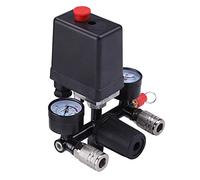 WMLBK Régulateur de pression 230 V Compresseur d'air avec pressostat et 2 jauges de mesure - Soupape de commande de compresseur d'air avec filetage extérieur 1/2 pouces