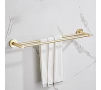 WMMIN Porte-Serviettes en Or brossé, Barre de Rangement pour Salle de Bain, Porte-Serviettes Tout en cuivre, Ensemble de Suspension pour Salle de Bain (Couleur : Double Tige)