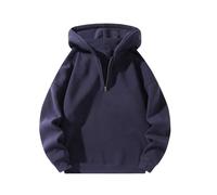 Wmmner 1/4 Zip Hoodies for Men Outdoor Casual Trendy Fleece Pullover Long Sleeve Mens Fashion Fall Tops Plus Size Plain Drawsthooded Sweatshirts/Bleu/L