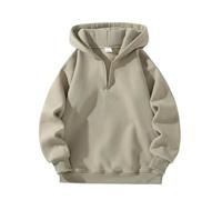 Wmmner 1/4 Zip Hoodies for Men Outdoor Casual Trendy Fleece Pullover Long Sleeve Mens Fashion Fall Tops Plus Size Plain Drawsthooded Sweatshirts/Kaki/M