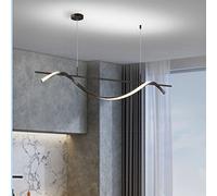 Wmmner 28W/38W Modern Wave Black Rubbed Gold Led Gradming Chandelier For Kitchen Island Light Fixtures Brass Ceiling Foyer Hanging Lamp Dinning Room Present ()