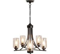Wmmner 5 Lumières Country Salon Fer Suspension Lumière Atmosphère Minimaliste Chambre Salle À Manger Chambre Lustre Rétro Maison Étude Suspension Lampe E26 Appareils D'Éclairage