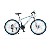 Wmmner 700C Roues Vélo Adulte 21 Vitesse Homme et Femme VTT Suspension 3 Rayons Roues monobloc Absorption des Chocs Fourche avant/Blanc/Bleu 26 IN_Rayons Moyeu