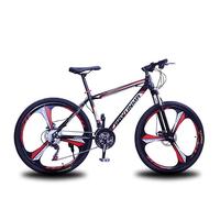 Wmmner 700C Roues Vélo Adulte 21 Vitesse Homme et Femme VTT Suspension 3 Rayons Roues monobloc Absorption des Chocs Fourche avant/Noir/Rouge/26 IN_TROIS LAME