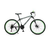 Wmmner 700C Roues VTT Homme et Femme 21 Vitesse Vélo Adulte Double Frein à Disque Suspension Absorption des Chocs Fourche Avant Noir/Vert 26 IN_Rayons Moyeu