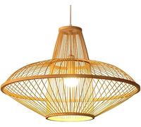 Wmmner Abat-Jour de Panier Beige Suspension Creuse Style de L'Asie Du Sud-Est En Osier Cage En Rotin Lustre Farmhoulampe de Plafond Suspendue En Rotin Se Decor, Lampe Suspendue de Plafond À Led