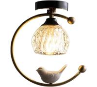 Wmmner Abat-Jour En Verre Plafonnier Lampe de Plafond En Laiton Avec Éclairage de Plafond Semi-Encastré En Céramique Pour Oiseau, Lustreulz 001056 Applique Murale Angle Réglable Projecteurs de Miroir