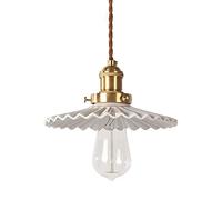 Wmmner Abat-Jour Suspendu En Céramique Blanche À Une Seule Tête Mini Chaner, Plafonnier Suspendu Lampe Suspendue À Source de Lumière E27 Pour L'Éclairage de Décoration Intérieure