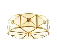 Wmmner All-Copper Gold Flush Mount Ceiling Light Fixture American Retro Country Style Industrial Pattern Ceiling Light Glass Frosted Lamp Ceiling Lamp For Bedroom Office Stairs Hotel Living Room/Une S