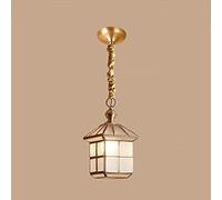 Wmmner Amen Style Rural Full Copper Small Chaner Single Head Glass Chaner Bedroom Lamp Dining Room Lamp Lantern Villa Garden Droplight Den Hanging Lamp Réglable Intéressant
