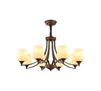 Wmmner American Country Retro Style Salon Lustre Salle À Manger Chambre À Coucher Éclairage Verre Vintage Simple Intérieur (Blanc Chaud 8Lights) (3Couleur Dim 10Lights)/3 Couleurs Dim/8 Lumières