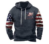 Wmmner American Flag Hoodies for Men Drawsthooded Sweatshirt Casual Fall Shirts Men's Patriotic Graphic Pullover Long Sleeve/Marine/L